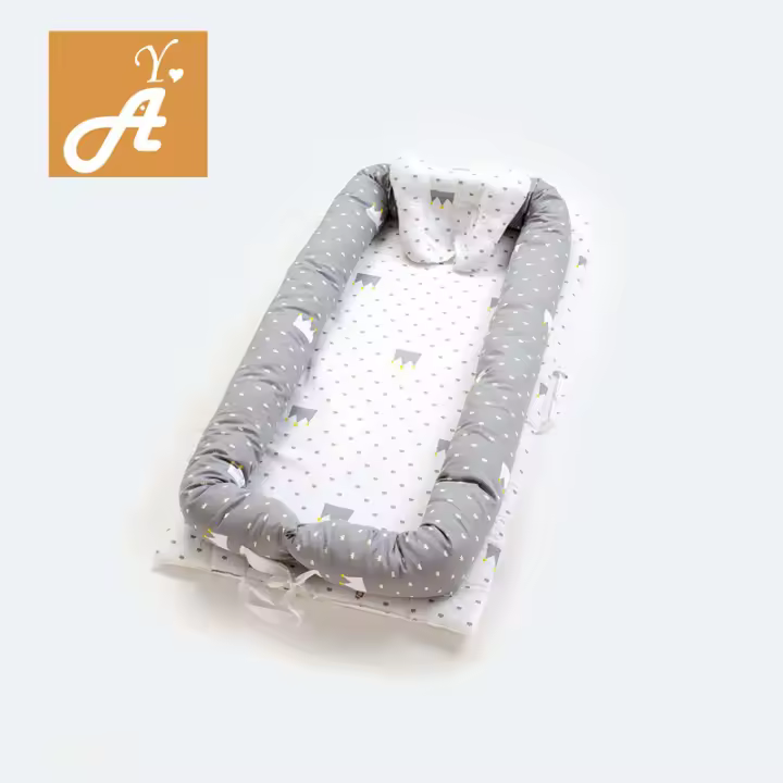 Cuna de viaje portátil, desmontable y lavable de seis piezas de algodón puro para recién nacidos, antipresión - 1
