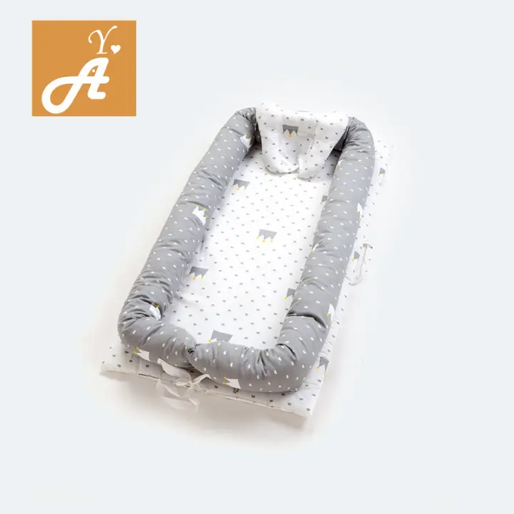 Cuna de viaje portátil, desmontable y lavable de seis piezas de algodón puro para recién nacidos, antipresión - 1