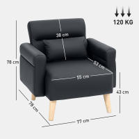 HOMCOM Sillón Moderno Butaca de Salón Tapizado en Cuero Sintético con Reposabrazos Acolchado Grueso Respaldo con Costuras y Patas de Madera para Dormitorio - details 1