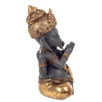 CAPRILO REGALOS & DECORACIÓN Figura Budista Decorativa de Resina "Ganesha Meditando-Dorada" Adornos y Esculturas. Regalos Originales. Decoración Hogar. 10,50 x 7,50 x 14,50 cm - details 2