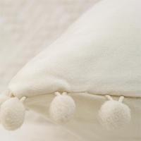 Funda De Cojín De Terciopelo Con Bola De Pompom Color Sólido 45x45cm Cómoda Para Sala De Estar Sofa Coche Decoración Del Hogar - details 3