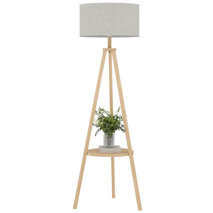 HOMCOM Lámpara de Pie Moderna para Dormitorio Estudio Salón con Luces E27 40W y Pulsador de Pie con Base Trípode Inoxidable 154cm - 1