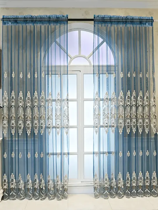 Cortina De Living European Style Con Bordado Elegante Y Lujo 1PC Decorativa Y De Sombreado Total Material De Algodón 100% - 1