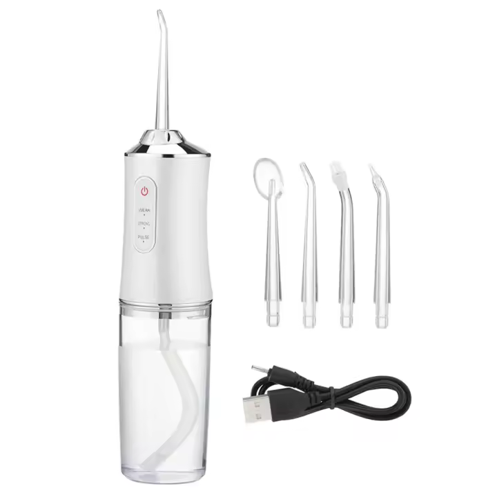 Irrigador Dental portátil, recargable por USB irrigador Oral, chorro de hilo Dental, 4 puntas, 220ml , - 1