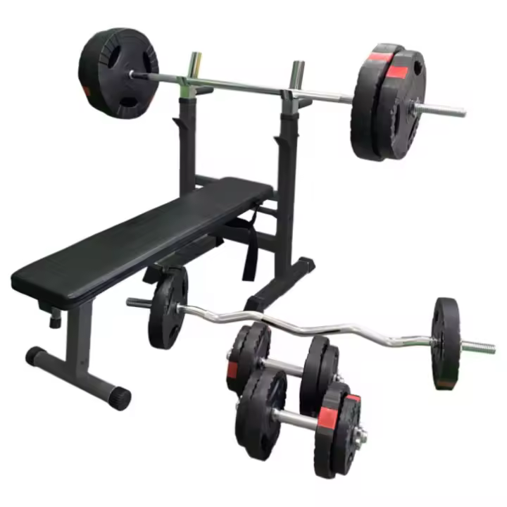 Gorilla Sports Banco de Pesas con Juego de Pesas de triple agarre de 100 kg - 1