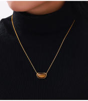 Collar De Acero Inoxidable Con Colgante De Ojo De Tigre Para Hombres Y Mujeres Resistente Al Agua Cadena De Cuello Para Parejas Joyería Moda Para Fiestas - details 2