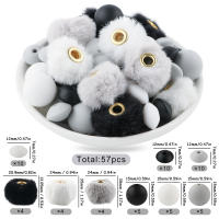 57pcs/Bag Bolas Redondas De Terciopelo Para DIY Hebillas Para Pulseras Collares Y Pendientes Set De Perlas Para Fabricación De Joyas - details 10
