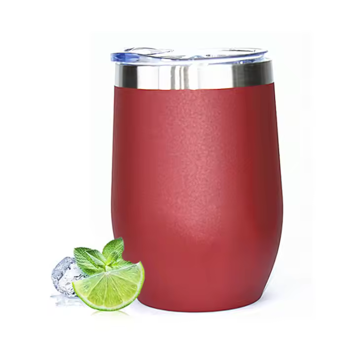 Taza De Vino Aislada De Acero Inoxidable De 12 Oz Con Tapa Para Vino Y Café Taza Sin Pies Para Bebidas Calientes Y Frías - 1