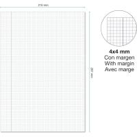 Pack 2 Recambio A4 90 g/m² Cada una de 100 Hojas con 4 Taladros – Disponible en Pauta 3,5 mm con Margen Doble Línea,1 Linea o Cuadriculado, Papel Extra Blanco Resistente para Carpeta Anillas, Colegio, Instituto y Oficina - details 3