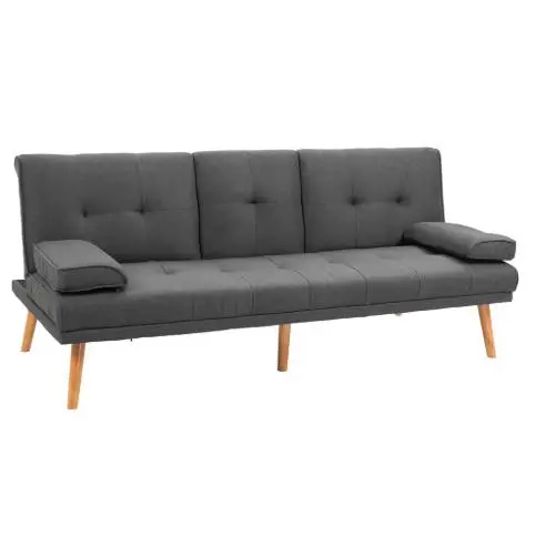 Sofá Cama 3 Plazas con Respaldo Ajustable 181x77x78 cm Gris Claro - 1