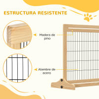 PawHut Barrera de Seguridad para Perrros de Madera Extensible con Pies de Soporte Valla Protección Mascotas Cachorros para Puerta Escalera Pasillo 104-183x36x69 cm - details 5