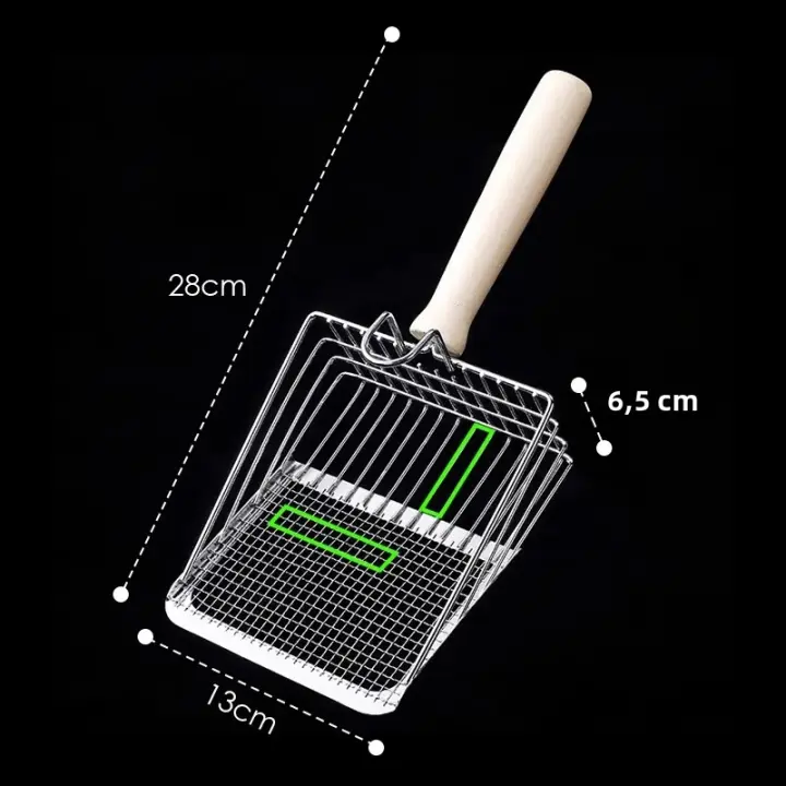 Shovel Para Basura De Gato De Acero Inoxidable Con Mango De Madera Fácil De Lavarse Y Resistente Al Rusticidad Herramienta De Limpieza Del Lodo De Los Gatos - 1