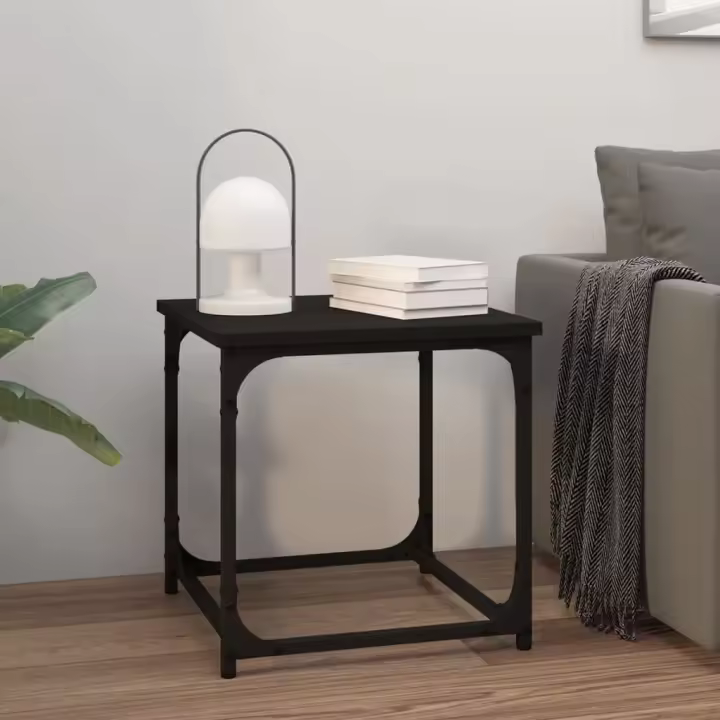 vidaXL Mesa auxiliar de madera contrachapada negro 40x40x40 cm - 1
