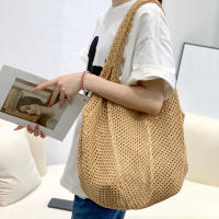 Bolso De Hombro Para Mujer Estilo Bohemio Hecho a Mano Capacidad Grande Saco De Mano De Paja Tejida Casual Bolso De Playa Verano - details 7