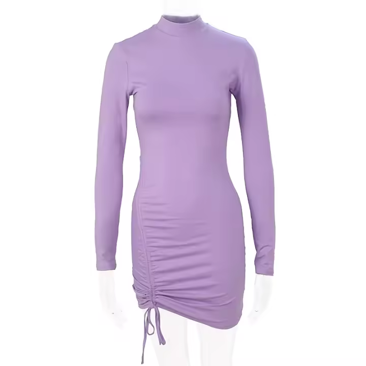 Vestido Largo De Color Sólido Con Cinturón Y Volantes Para Mujer Moda Oficina Traje De Baño Elegante Falda De Cintura Natural - 1