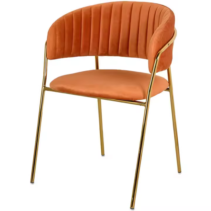 Silla Semicircular Terciopelo Color Caldero Patas Metal Dorado 55*77*46 - 1