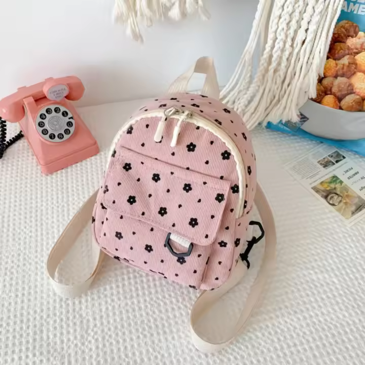Mochila Mini De Corduroy Tamaño Small Casual Sencilla Para Estudiantes Viajes Estilo Fashion Para Mujer Bolsa De Hombro - 1