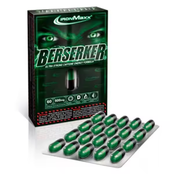 IronMaxx - Berserker - 60 caps. - Potenciador de energía y resistencia - 60 cápsulas de Berserker - Mejora la resistencia y la energía durante el entrenamiento. - 1
