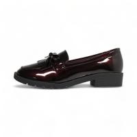 Hluna Mocasines con tacón bajo efecto CHAROL  Negro Rojo Vino y blanco - Detalle de LAZO - Elegancia - Mocasines planos Zapatos planos efecto Charol - 5301 - details 9