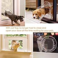 Pet Cat Flap Puerta Para Perros Y Gatos With 4 Formas de Bloqueo Redondo, Blanco Y Transparente Al Avar - details 1