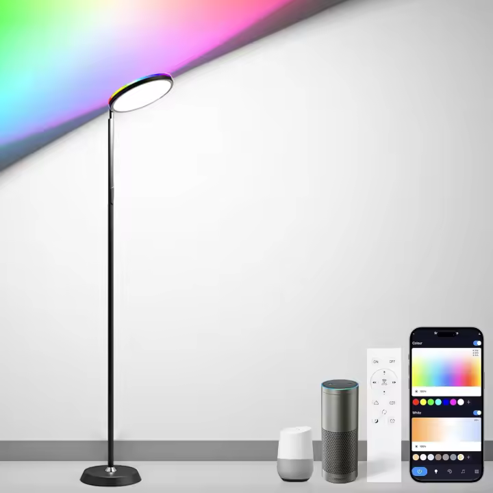 Lámpara de Pie LED Regulable de 38 W con Control Remoto, Controlable a través de la App, Compatible con Alexa/Google Assistant, 16 Millones de Colores, para Sala de Estar, Dormitorio, Oficina [Clase Energética E] - 1