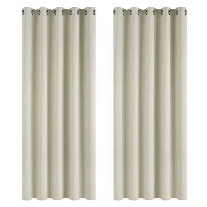 Cortinas Opacas de salón, 140x245cm, para Dormitorio con Ojales Gris Claro, 2 Piezas - 1