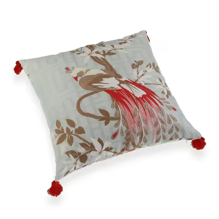 Set 2 Cojines Avalon en Poliéster de Pavo Real Rojo y Verde (45x45 cm) - 1
