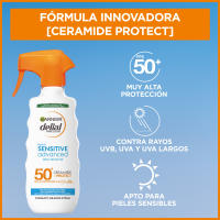 GARNIER | Delial After Sun Leche Calmante Rostro y Cuerpo Con Aloe Vera para Hidratar la Piel después de la Exposición Solar + Spray Protector Sensitive Advanced Adultos crema solar para pieles claras, sensibles e intolerantes al sol IP50+ - 400+270ML - details 2