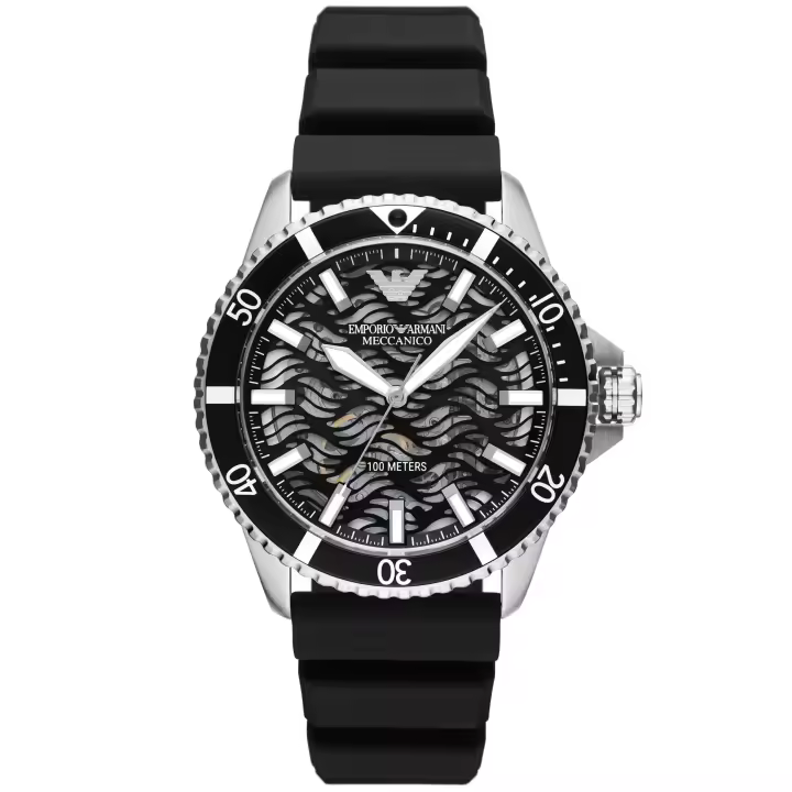 EMPORIO ARMANI AR60062 DIVER Reloj mecánico para hombre Negro Emporio Armani Correa de silicona - 1