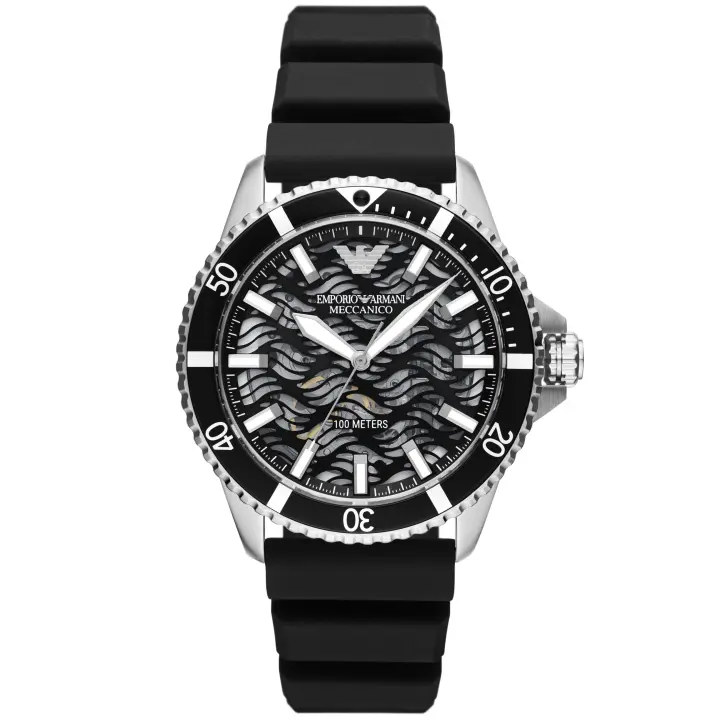 EMPORIO ARMANI AR60062 DIVER Reloj mecánico para hombre Negro Emporio Armani Correa de silicona - 1