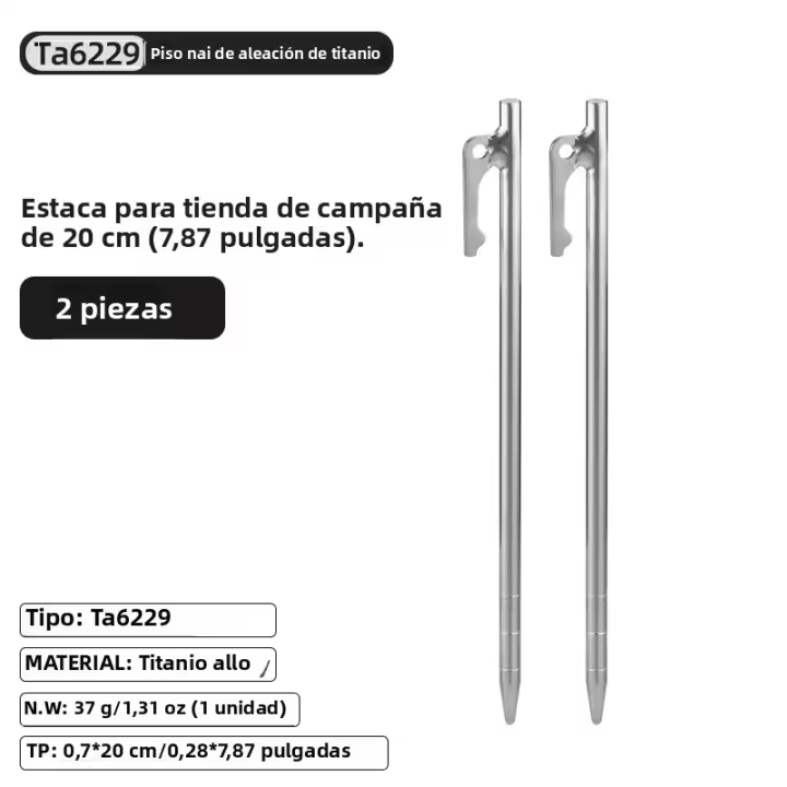 Tiartisan Palos De Tenda De Titanio Para Acampar Fuerte Y Antidesviación Adecuado Para Todas Las Estaciones Disponibles En 20/24/30/35/40cm - 1