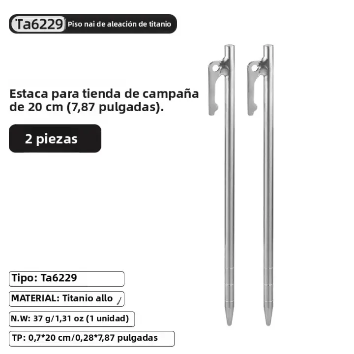 Tiartisan Palos De Tenda De Titanio Para Acampar Fuerte Y Antidesviación Adecuado Para Todas Las Estaciones Disponibles En 20/24/30/35/40cm - 1