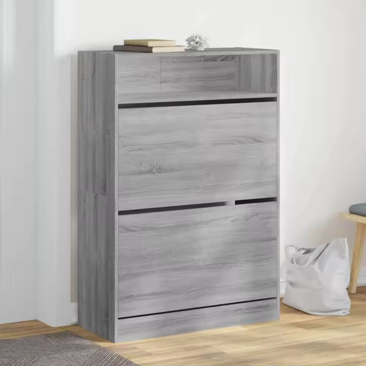 vidaXL Mueble zapatero 2 cajones abatibles gris Sonoma 80x34x116 cm - 1