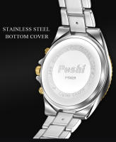 Reloj De Pulsera De Lujo Para Hombre POshi Resistente Al Agua Con Cronógrafo Y Foco Luminoso Correa De Aleación Fecha Reloj De Negocios - details 6