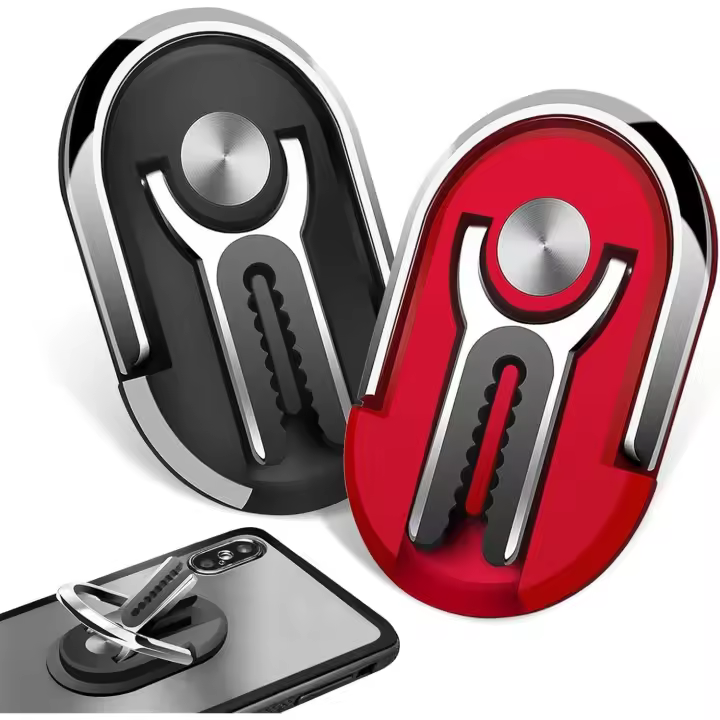 2 piezas de soporte de anillo para dedo multiusos para teléfono inteligente, giratorio 360°, soporte para teléfono de automóvil, soporte para teléfono móvil con ventilación de aire (negro + rojo) - 1
