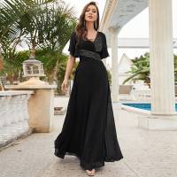 Vestido De Novia Sastre Unithorse Elegante Con Encaje Y Mariposa En Manga Chiffon Para Damas De Honor V-Neck Largo Al Piso - details 64
