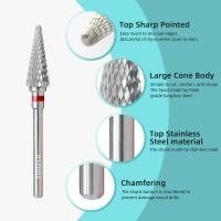HYTOOS Bits De Taladro De Cono Para Uñas 15mm Taper Carburo Antipolvo Para Eliminación De Uñas Manicura Y Limpieza De Cutícula Gel Suave - details 5