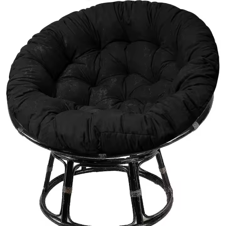 Papasan Chair Cushion, Tufted Thickened Papasan Cushion, Double Papasan Cushion with 8 Non-Slip Ties (1 Piece Set) (Black) - 1