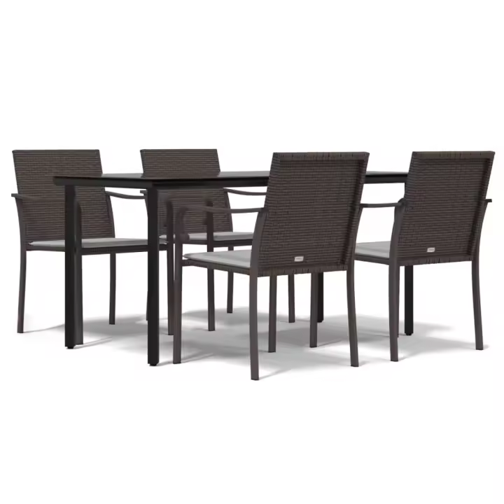 vidaXL Juego comedor jardín 5 piezas y cojines ratán sintético y acero - 1