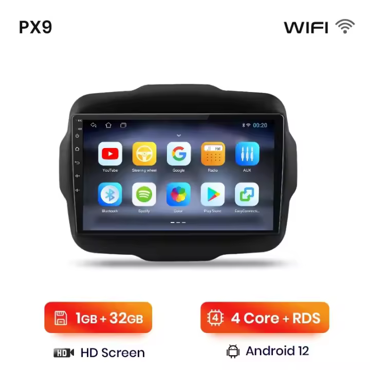 AWESAFE inalámbrico CarPlay Android Auto Radio para Jeep Renegade 2016 2017 2018 2019 2020 coche reproductor multimedia GPS 2 din autoradio volante controles RDS Bluetooth - 1