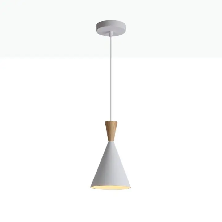 ALPINALUZ Lámpara Colgante de Techo Nórdica de Aluminio con Detalles en Madera - Casquillo E27 para Salón Comedor - 1