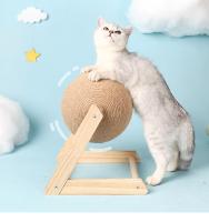 Juguete Para Gatos De Madera Con Pelota Y Pared De Rascado Para Uñas Duradero Plataforma De Subida Con Correa De Hemp Regalo Para Mascotas - details 0