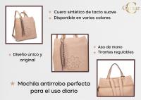 Mochila antirrobo para mujer efecto piel. Asas ajustables. Amplia capacidad, cómoda y ligera. Disponible en varios colores. CAMAR - details 0