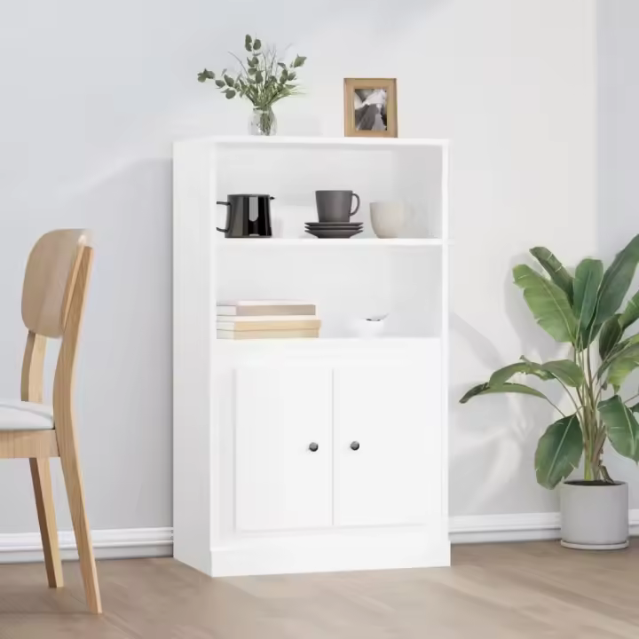 vidaXL Aparador de madera contrachapada blanco 60x35,5x103,5 cm - 1