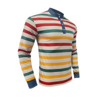 Camiseta de manga larga Henry holgada informal con cuello redondo y rayas coloridas para hombre, estilo americano, otoño e invierno, nueva - details 28