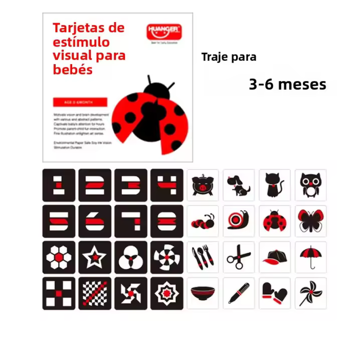 Juguetes De Aprendizaje Montessori Para Bebés Tarjetas Visuales De Estimulación Visual En Blanco Y Negro Alto Contraste Para El Aprendizaje De Los Bebés - 1