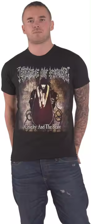 Camiseta de algodón 100% para hombre, camisa de color negro, L, Regular, cuna de la inmundicia, la crueldad y la Bestia - 1