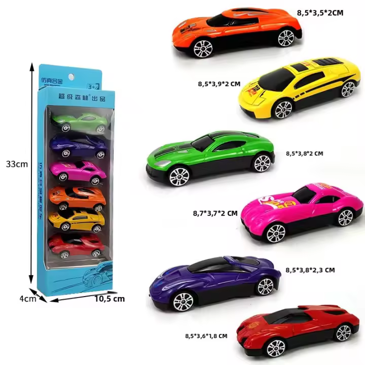 Juego De 4 Piezas Coches Pequeños De Aleación Para Niños Coches Miniatura Estilo Policia Escuela Taxi Durable Regalos Para Niños - 1