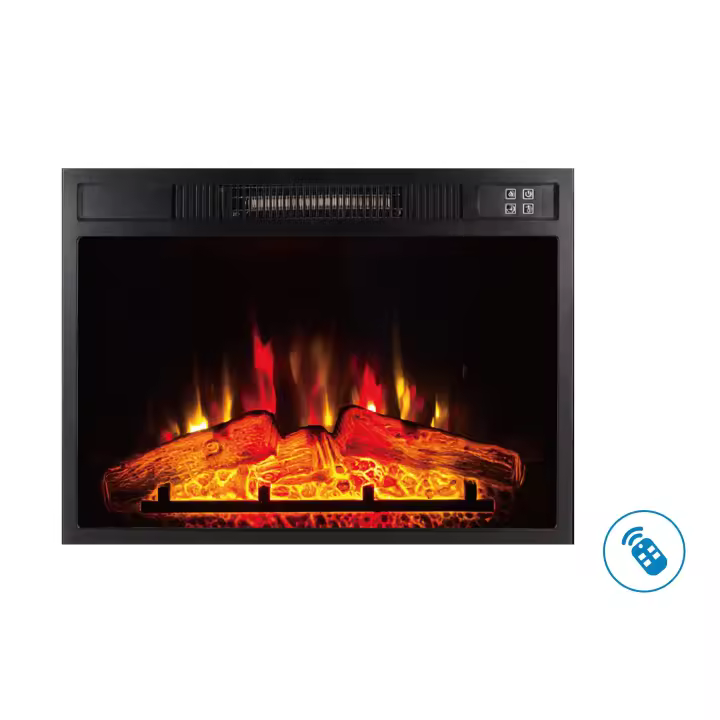 Chimenea eléctrica 2000W cristal templado negro con mando a distancia y llama ajustable Purline CHE-620 - 1