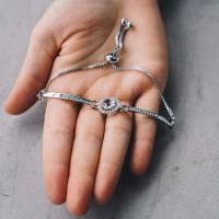 Pulsera DE LA Amistad con Halo bañada en plata, elegant y pulsera de Diamantes, versión Cora de la pulsera de Novia con incostumbres de Diamantes - details 2
